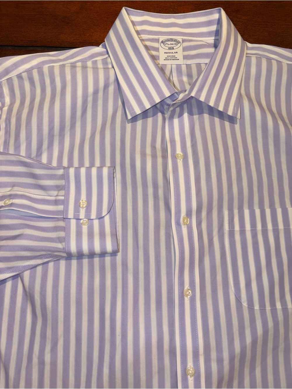 Brooks Brothers 1818 Men’s Non-Iron Dress Shirt 17.5-34/35 Regular Fit Striped